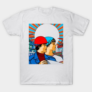 Soviet Worker's Poster - Recolored, Refinished, Communist, Propaganda, Vintage, Soviet Union T-Shirt